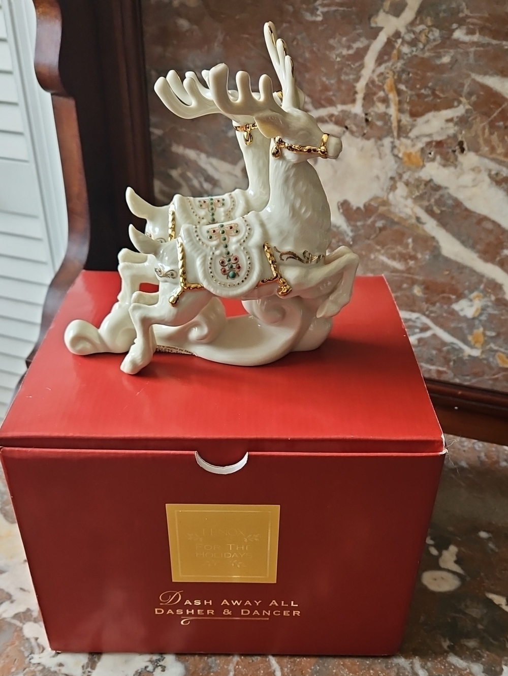 Vintage 1999 Lenox Dash Away All Dasher & Dancer Reindeer